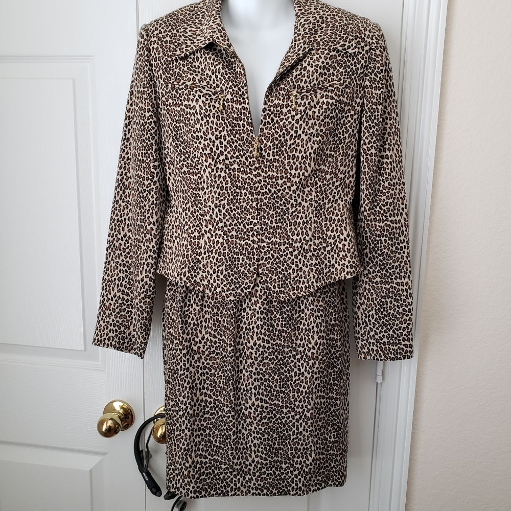 Leopard/Cheetah Print Blazer and Skirt Set